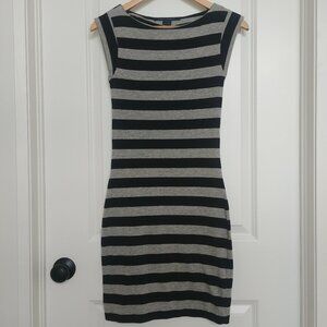 NEW TAGS French Connection fitted stretch cotton grey black striped mini…